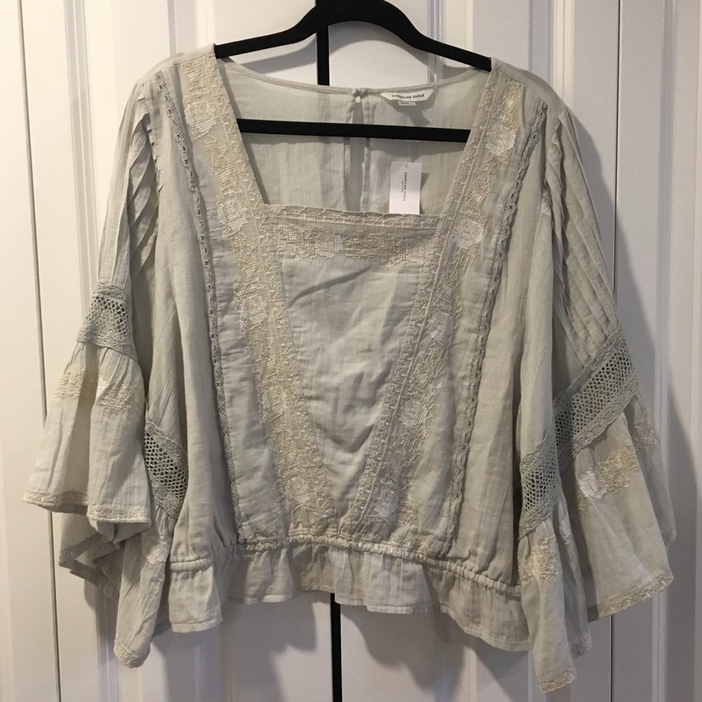 NWT AE Flowy Top with Embroidery, Size XL
